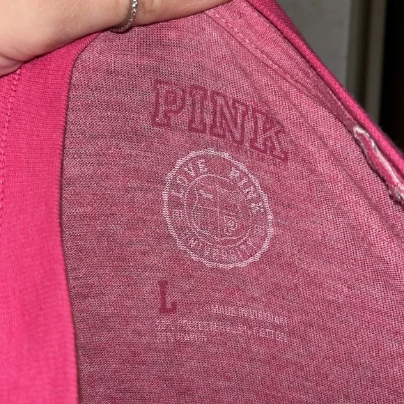 vintage y2k PINK victoria’s secret bling v neck tee - Picture 3 of 3